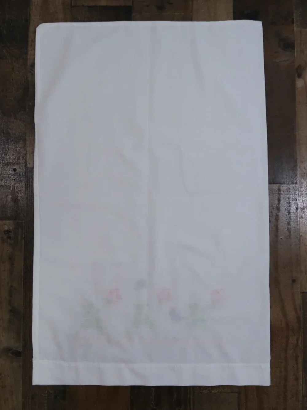 Pair of Embroidered Pillow Cases Roses Butterflies Vintage Linens Floral